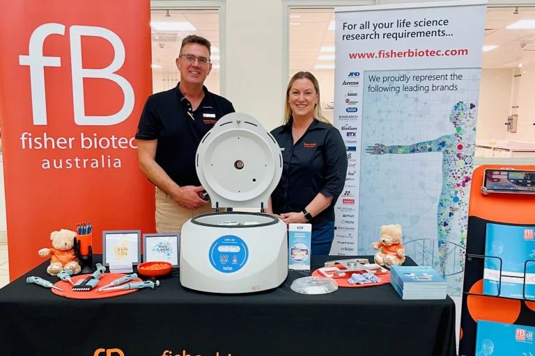 FB Australia team demonstrating their range of pathology lab equipment