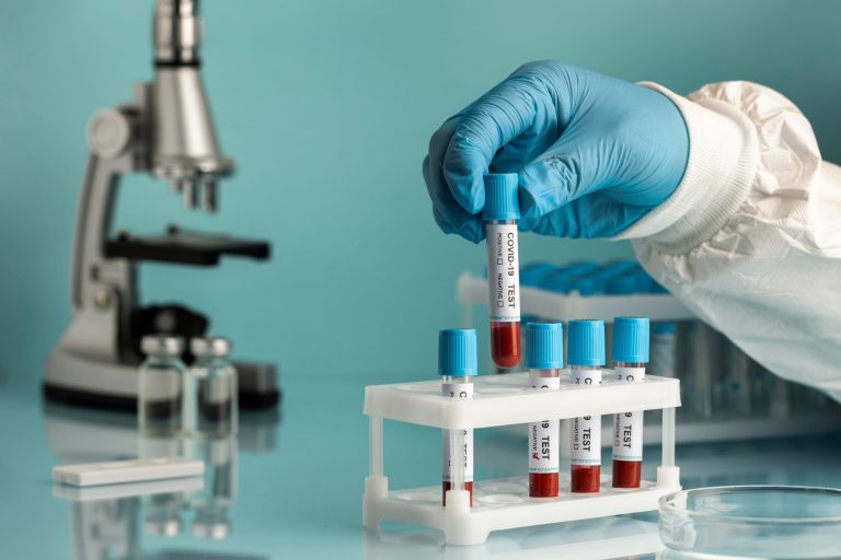worker using pathology lab equipment